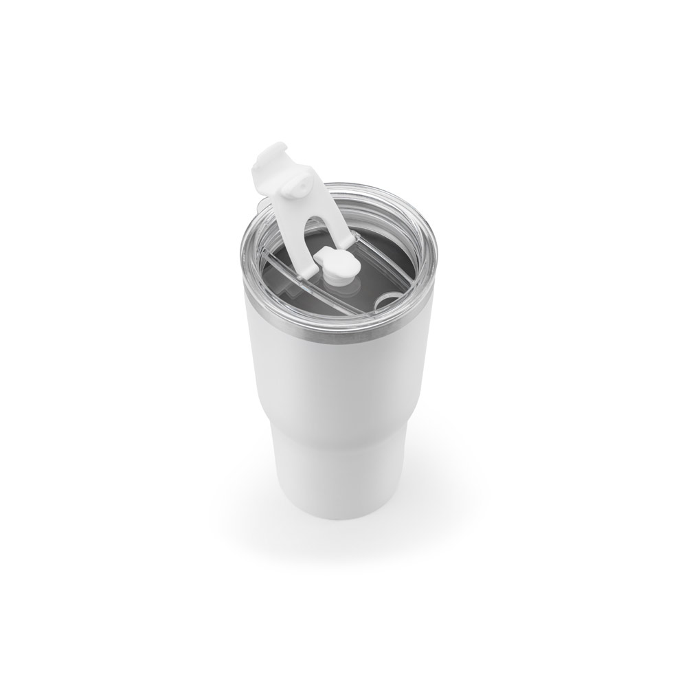 JOYNER M. Tazza da viaggio compatta in acciaio inossidabile (riciclata al 91%) con doppia parete isolata sottovuoto e finitura opaca da 600 ml