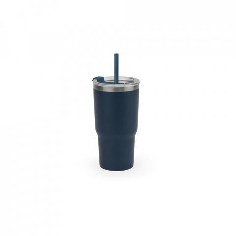 JOYNER M. Компактна чаша за пътуване от неръждаема стомана (91% рециклирана) с вакуумно изолирана двойна стена и матово покритие 600 мл - тъмносин