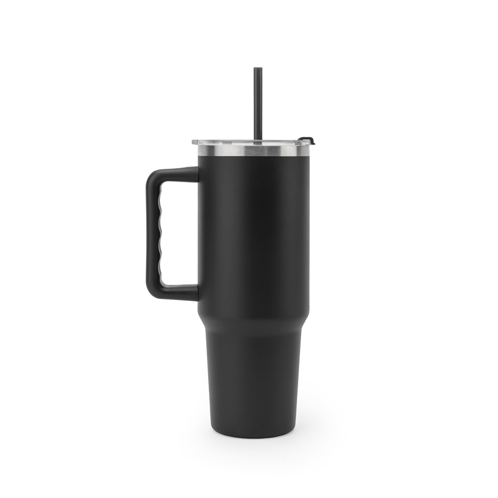 JOYNER XL. Tazza da viaggio grande in acciaio inossidabile (riciclata al 91%) con doppia parete isolata sottovuoto e finitura opaca da 1300 ml