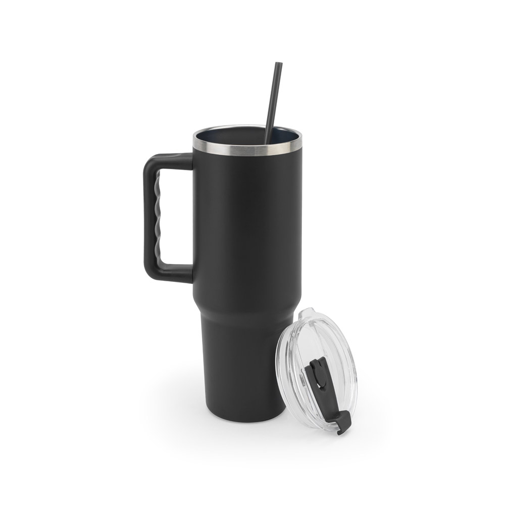 JOYNER XL. Tazza da viaggio grande in acciaio inossidabile (riciclata al 91%) con doppia parete isolata sottovuoto e finitura opaca da 1300 ml