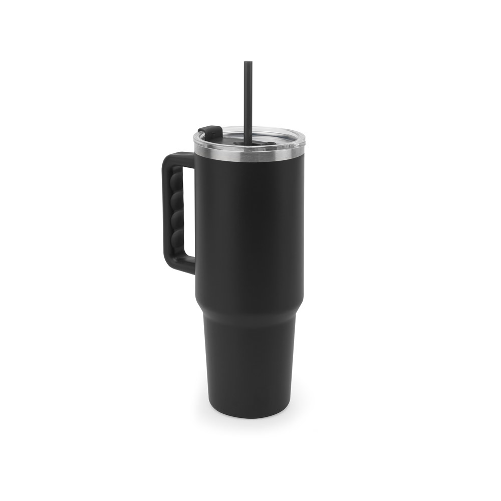 JOYNER XL. Tazza da viaggio grande in acciaio inossidabile (riciclata al 91%) con doppia parete isolata sottovuoto e finitura opaca da 1300 ml