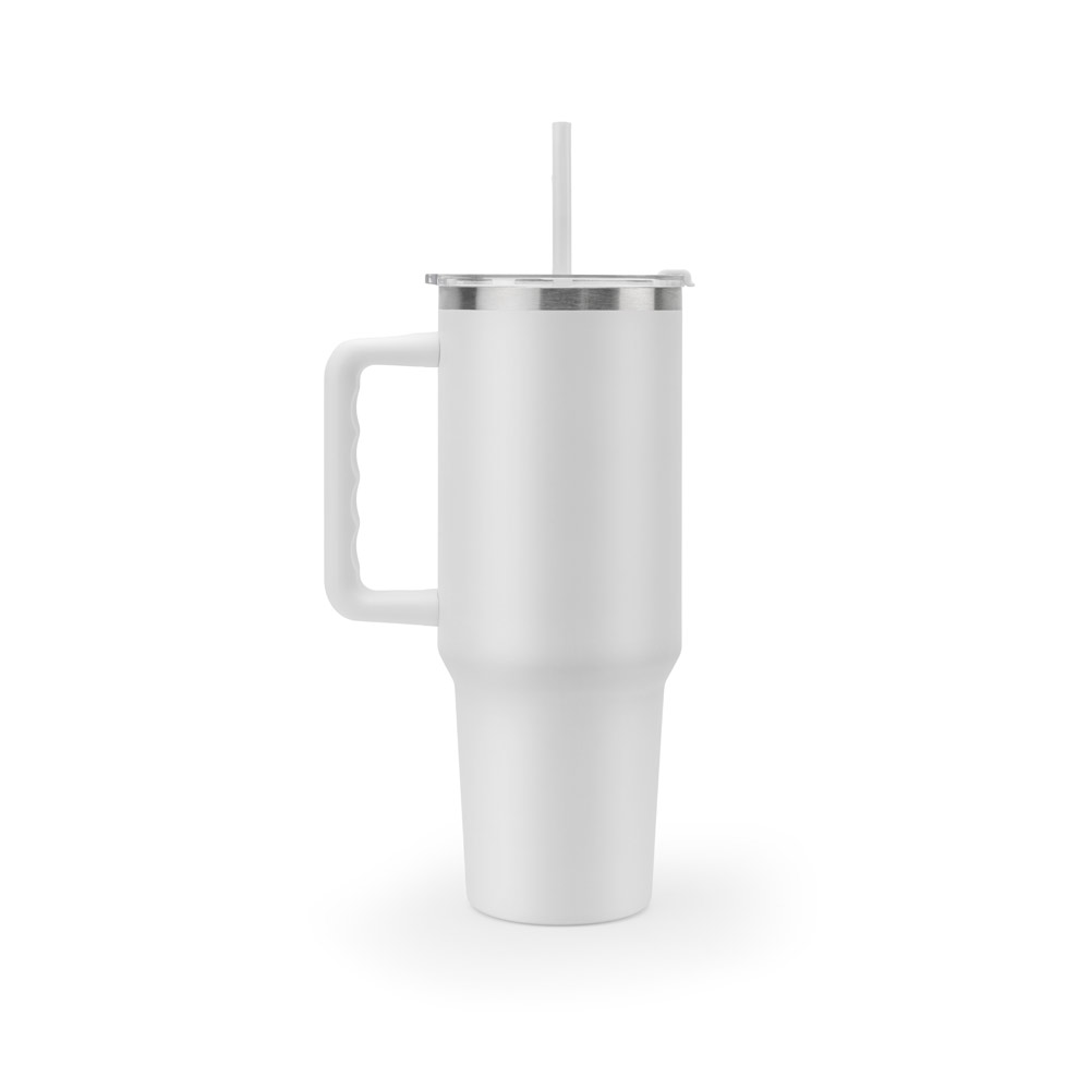JOYNER XL. Tazza da viaggio grande in acciaio inossidabile (riciclata al 91%) con doppia parete isolata sottovuoto e finitura opaca da 1300 ml
