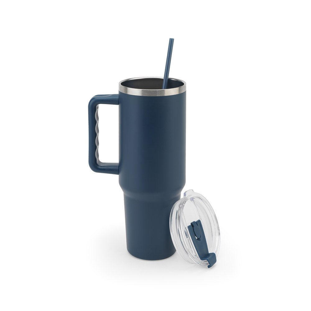 JOYNER XL. Tazza da viaggio grande in acciaio inossidabile (riciclata al 91%) con doppia parete isolata sottovuoto e finitura opaca da 1300 ml