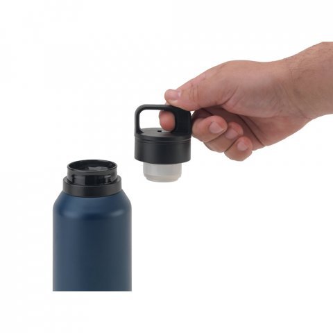 NICKLAUS. Sticlă din oțel inoxidabil (91% reciclată) cu perete dublu izolat &icirc;n vid 590 ml - Albastru marin