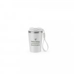 SPITZ. Чаша за пътуване от неръждаема стомана (90% рециклирана) и външна стена от PP, с матово покритие 440 мл - бял