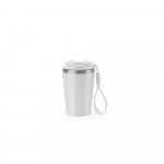 SPITZ. Чаша за пътуване от неръждаема стомана (90% рециклирана) и външна стена от PP, с матово покритие 440 мл - бял