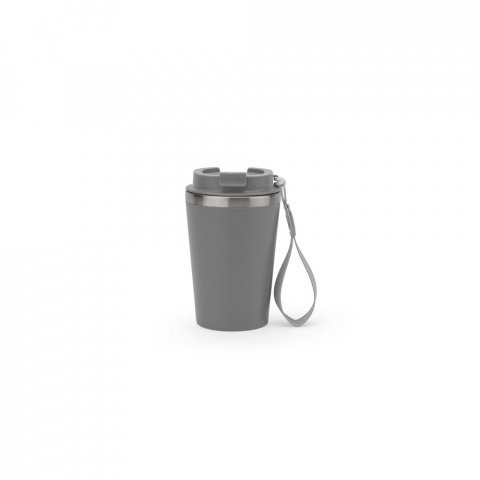 SPITZ. Чаша за пътуване от неръждаема стомана (90% рециклирана) и външна стена от PP, с матово покритие 440 мл - сив