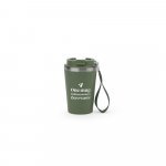 SPITZ. Чаша за пътуване от неръждаема стомана (90% рециклирана) и външна стена от PP, с матово покритие 440 мл - Армия зелено