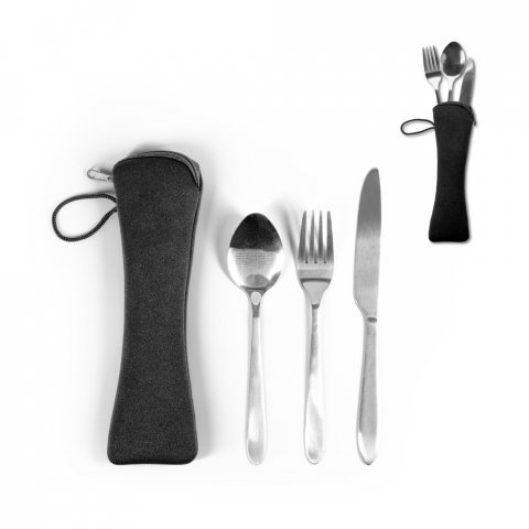 WILEY. Conjunto de talheres em a&ccedil;o inoxid&aacute;vel composto por 3 pe&ccedil;as