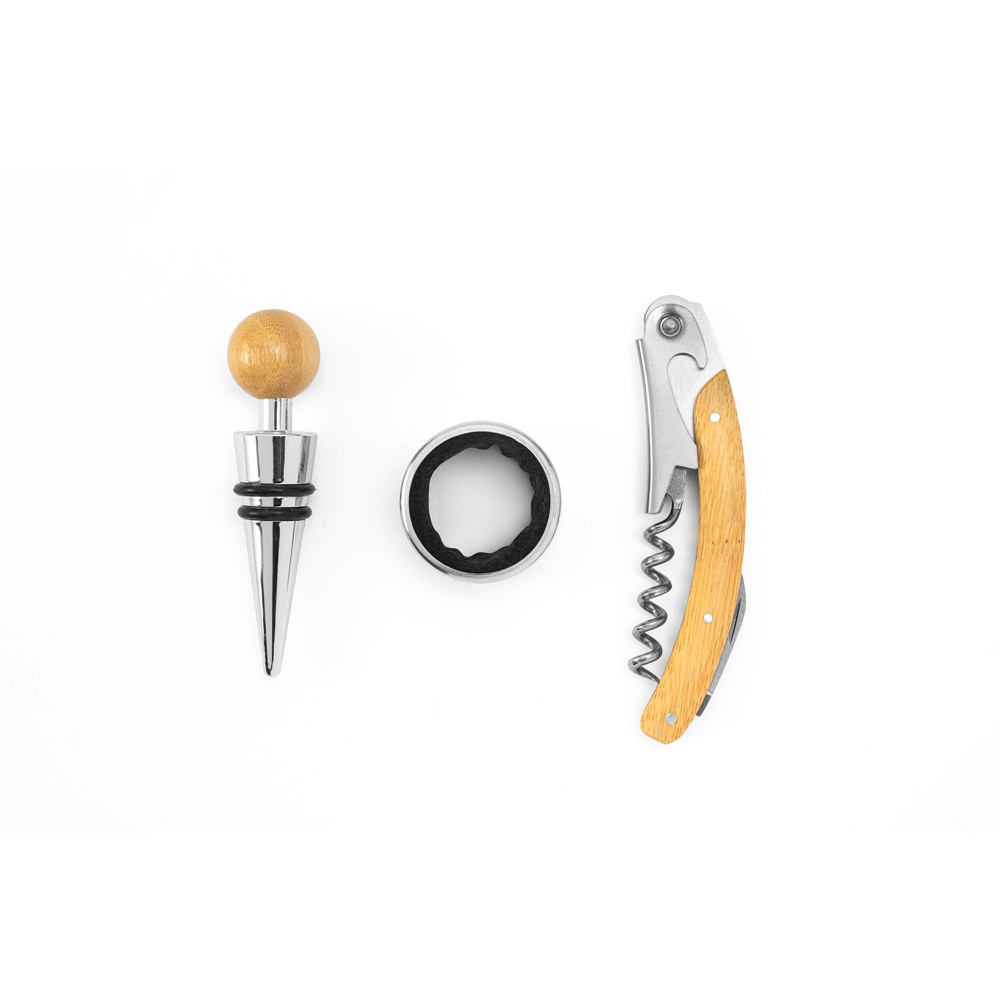 SAVORY. Set da vino in bambù e acciaio inossidabile