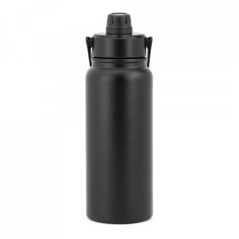 ALCARAZ. Sticlă din oțel inoxidabil (90% reciclată), cu pereți dubli izolați sub vid - Negru