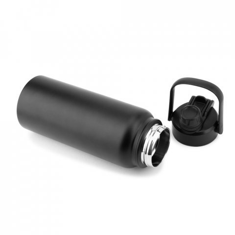 ALCARAZ. Sticlă din oțel inoxidabil (90% reciclată), cu pereți dubli izolați sub vid - Negru