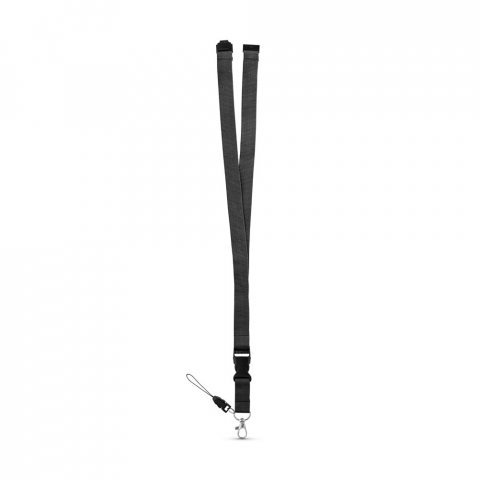 MURRAY. Polyester lanyard with metal carabiner - Black
