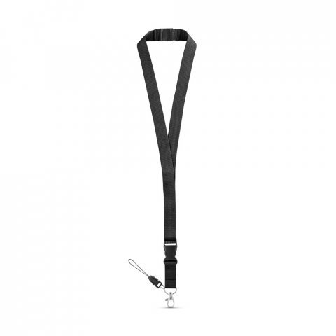 MURRAY. Polyester lanyard with metal carabiner - Black