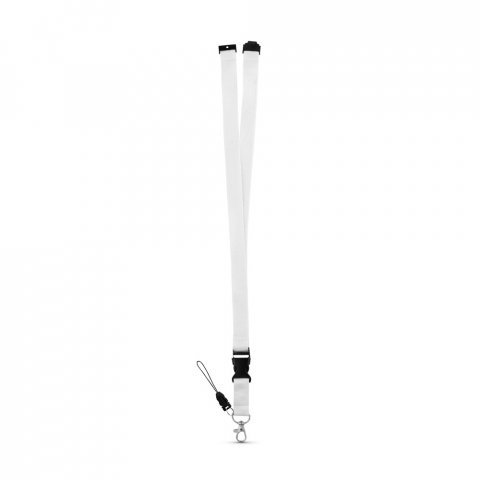 MURRAY. Polyester lanyard with metal carabiner - White