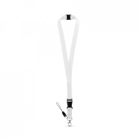 MURRAY. Polyester lanyard with metal carabiner - White