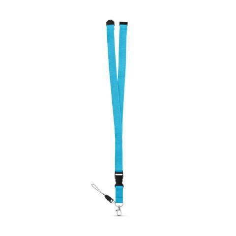 MURRAY. Polyester lanyard with metal carabiner - Light blue