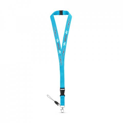 MURRAY. Polyester lanyard with metal carabiner - Light blue