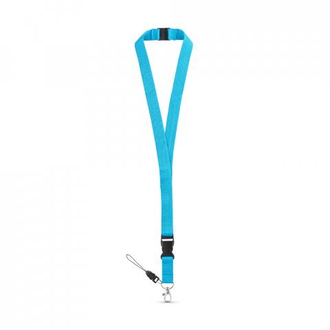 MURRAY. Polyester lanyard with metal carabiner - Light blue
