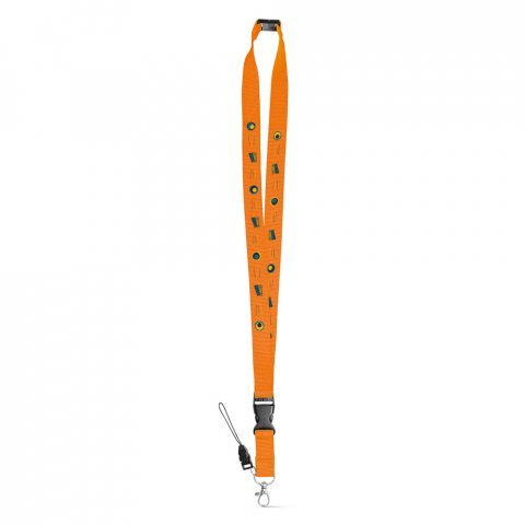 MURRAY. Polyester lanyard with metal carabiner - Orange