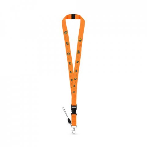 MURRAY. Polyester lanyard with metal carabiner - Orange