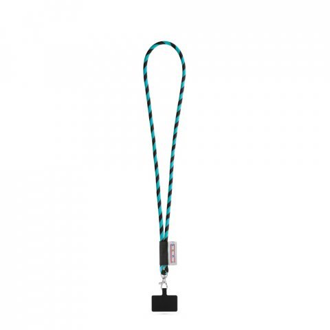 GOSPORT. SET Tub Lanyard Lung (&Oslash; 7 mm) cu carabinier de 9 mm și suport pentru telefon mobil - 353 - Negru/Albastru deschis