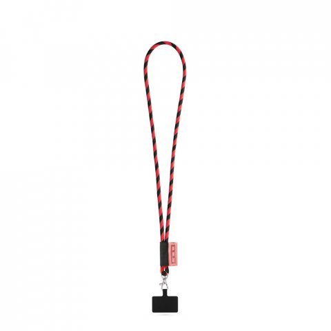 GOSPORT. SET Tub Lanyard Lung (&Oslash; 7 mm) cu carabinier de 9 mm și suport pentru telefon mobil - Negru/Roșu
