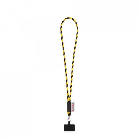GOSPORT. SET Tub Lanyard Lung (&Oslash; 7 mm) cu carabinier de 9 mm și suport pentru telefon mobil - Negru/Galben
