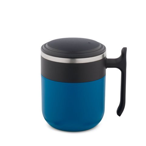 MALDINI. Reisebecher mit Innenwand aus Edelstahl und matter Oberfl&auml;che, 400 ml - Blau