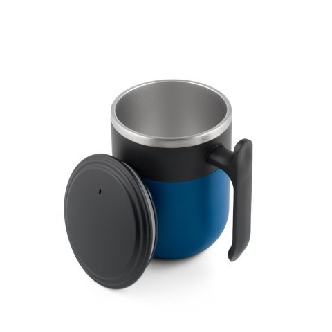 MALDINI. Reisebecher mit Innenwand aus Edelstahl und matter Oberfl&auml;che, 400 ml - Blau