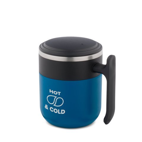 MALDINI. Reisebecher mit Innenwand aus Edelstahl und matter Oberfl&auml;che, 400 ml - Blau