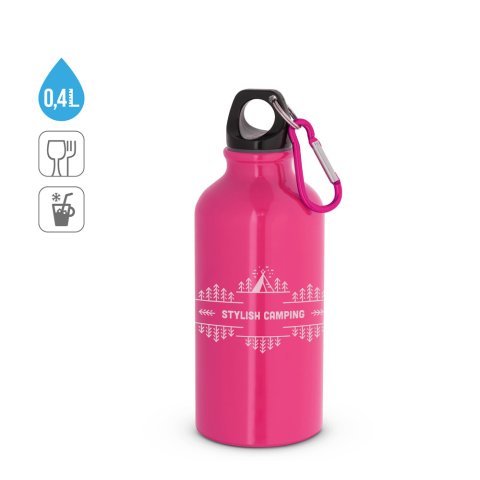 LANDSCAPE S. Sportflaska i aluminium med karbinhake 400 mL