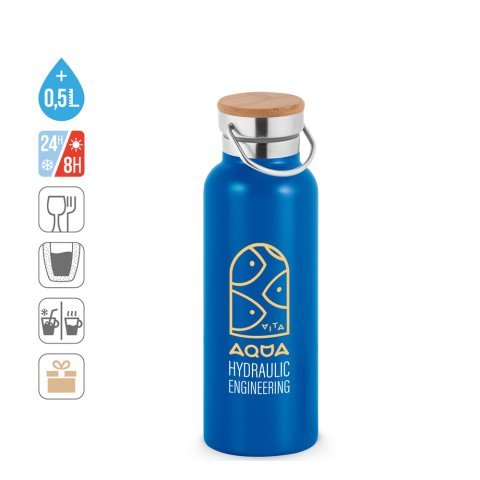 RAGNAR. Sticla de vid din oțel inoxidabil (36% reciclată) cu perete dublu 570 ml