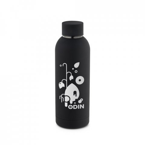 ODIN. Borraccia in acciaio inox (riciclata al 36%) con finitura in gomma 550ml - Nero