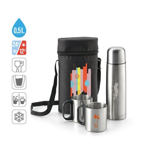 DURANT. Set con thermos e tazze in acciaio inossidabile