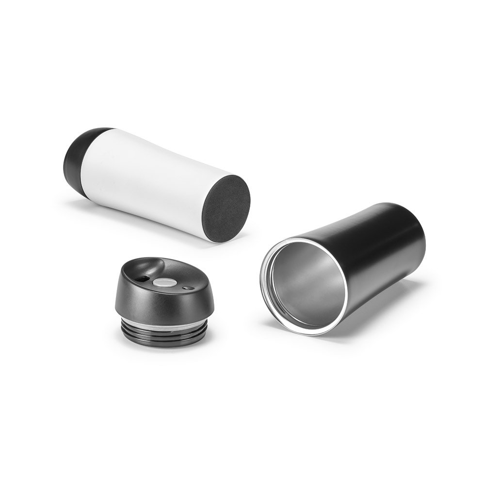 MONARDA. Bicchiere da viaggio in acciaio inox e PP 470 mL