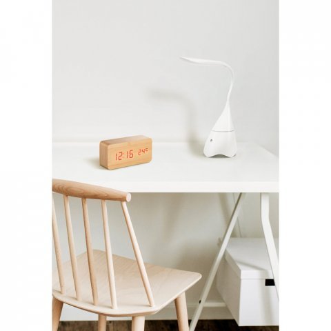 GRAHAME. B&aelig;rbar skrivebordslampe med h&oslash;jtalerog med 5 timers aktiv spilletid i genanvendt ABS (100 % rABS)