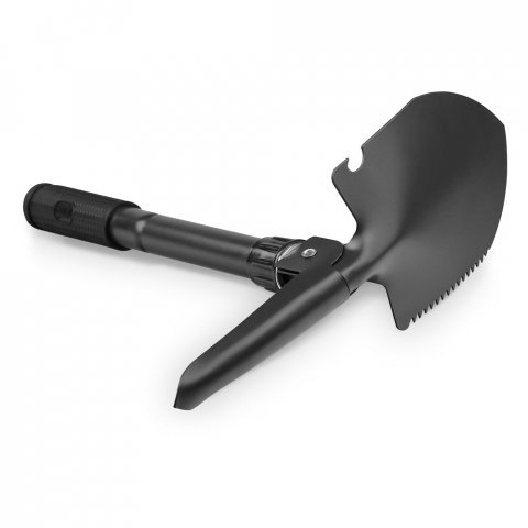 DIG. Faltbare Schaufel aus Metall mit Kompass - Schwarz