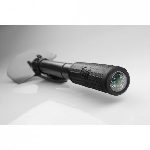 DIG. Faltbare Schaufel aus Metall mit Kompass - Schwarz