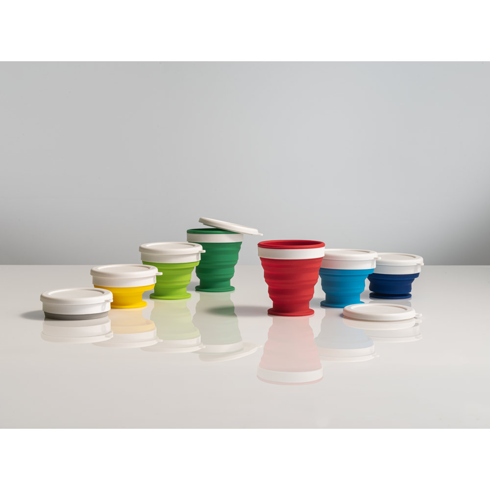 ASTRADA. Bicchiere da viaggio pieghevole in silicone e PP 250 mL