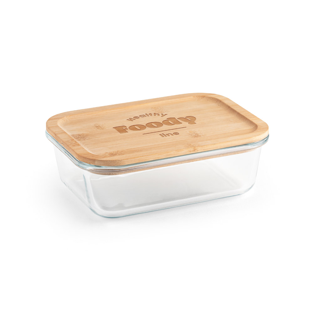 PORTOBELLO. Porta pranzo. Contenitore ermetico in vetro borosilicato e coperchio in bambù 1000 mL