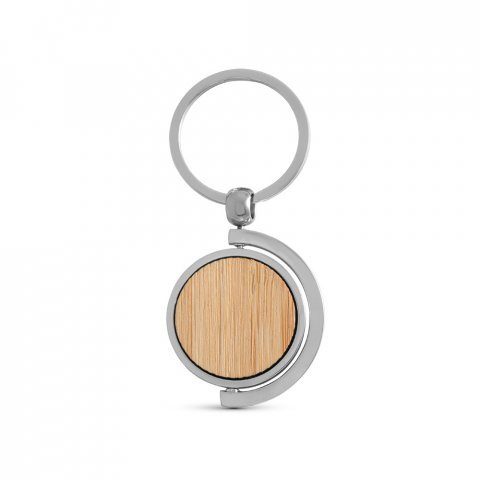 HOMER ROUND. Circular bamboo keyring - Natural