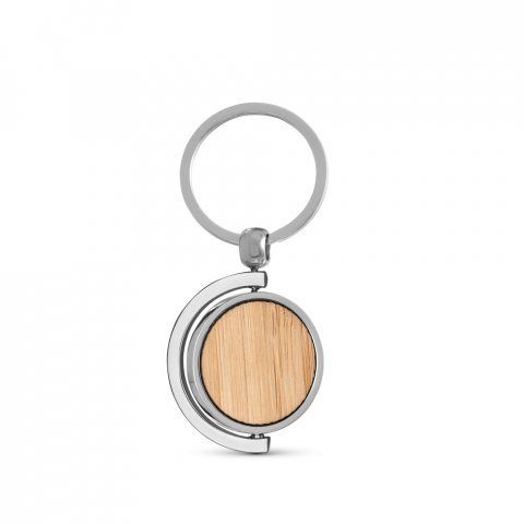 HOMER ROUND. Circular bamboo keyring - Natural