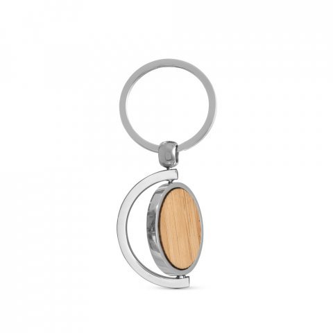 HOMER ROUND. Circular bamboo keyring - Natural