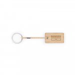 HOPPS. Rectangular bamboo keyring with PET cord - Natural