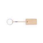 HOPPS. Rectangular bamboo keyring with PET cord - Natural