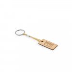 HOPPS. Rectangular bamboo keyring with PET cord - Natural
