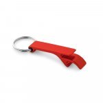RE-BAITT. Recycled aluminium (100% rAL) keyring with capsule opener - Red