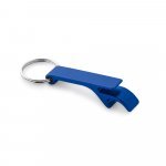 RE-BAITT. Recycled aluminium (100% rAL) keyring with capsule opener - Royal blue
