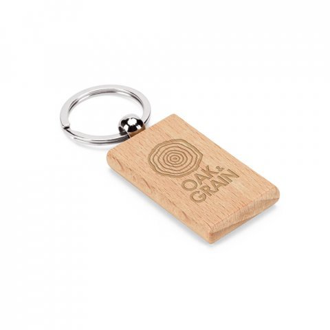 STEWIE. Rectangular keyring in beech wood - Natural